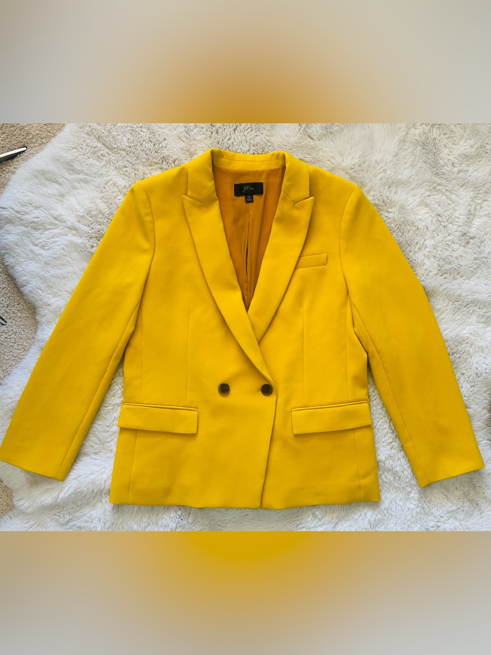 J. Crew Mustard Yellow Dover Double Breasted Blazer Size: 10 - Picture 3 of 8